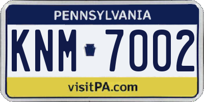 PA license plate KNM7002