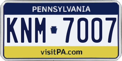 PA license plate KNM7007