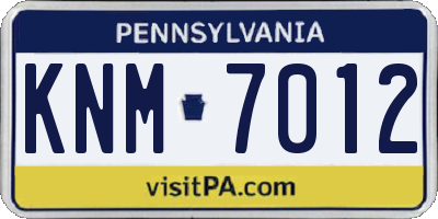 PA license plate KNM7012