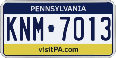 PA license plate KNM7013
