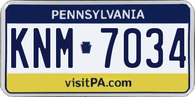 PA license plate KNM7034