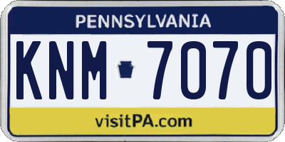 PA license plate KNM7070