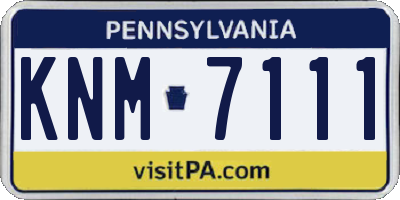 PA license plate KNM7111