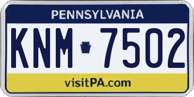 PA license plate KNM7502