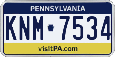 PA license plate KNM7534