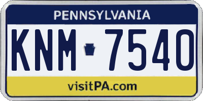 PA license plate KNM7540