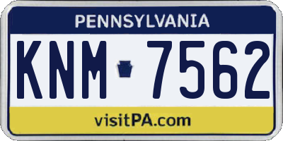 PA license plate KNM7562