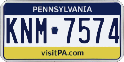 PA license plate KNM7574