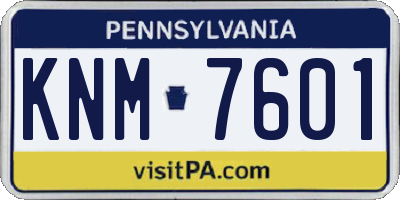 PA license plate KNM7601