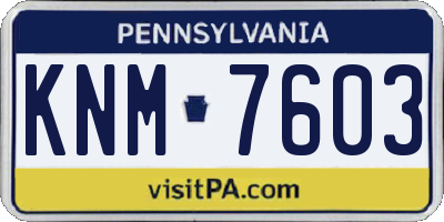 PA license plate KNM7603