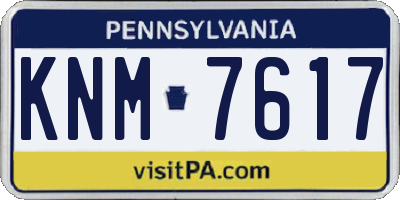 PA license plate KNM7617