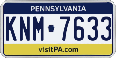 PA license plate KNM7633