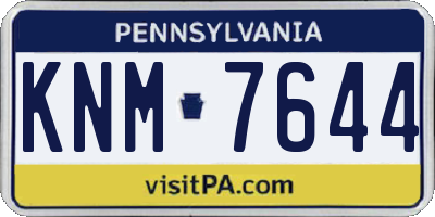 PA license plate KNM7644