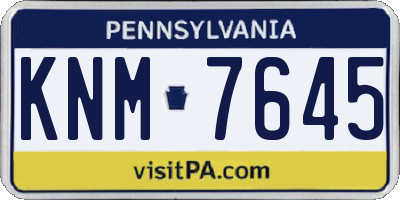 PA license plate KNM7645