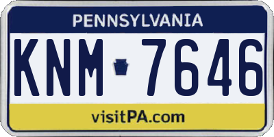 PA license plate KNM7646