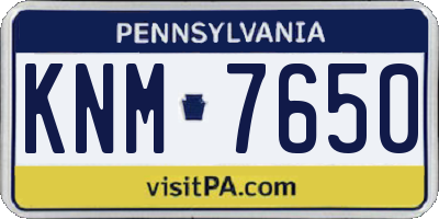 PA license plate KNM7650