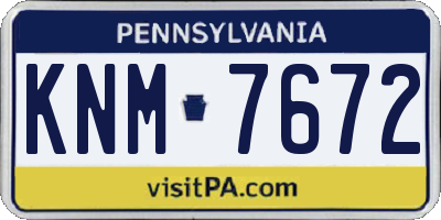 PA license plate KNM7672