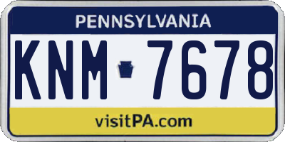 PA license plate KNM7678