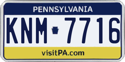 PA license plate KNM7716