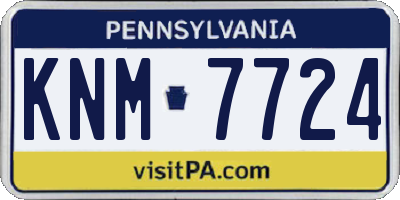 PA license plate KNM7724