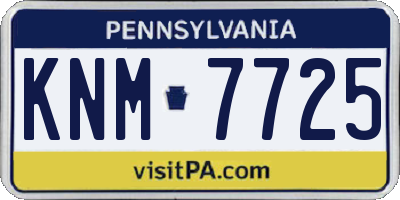 PA license plate KNM7725