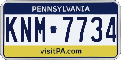 PA license plate KNM7734