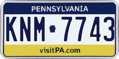 PA license plate KNM7743
