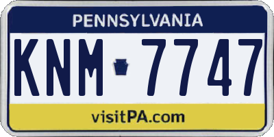 PA license plate KNM7747