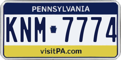 PA license plate KNM7774