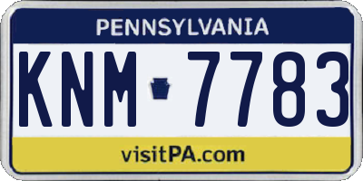PA license plate KNM7783