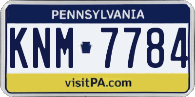 PA license plate KNM7784