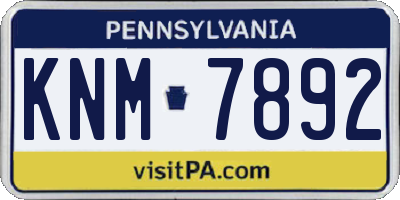 PA license plate KNM7892