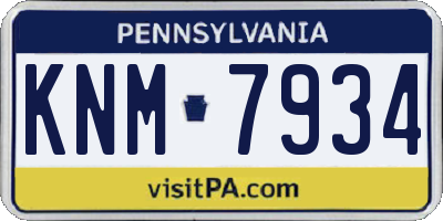 PA license plate KNM7934