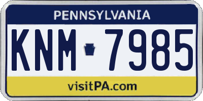 PA license plate KNM7985