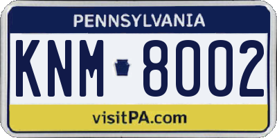 PA license plate KNM8002