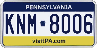 PA license plate KNM8006