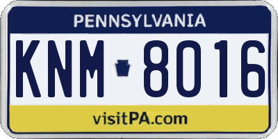 PA license plate KNM8016