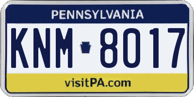 PA license plate KNM8017