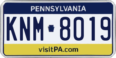 PA license plate KNM8019