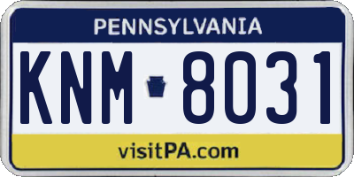 PA license plate KNM8031