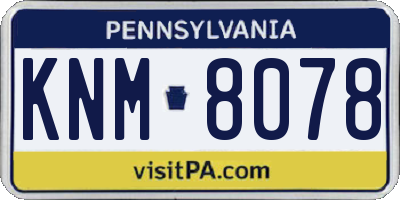 PA license plate KNM8078