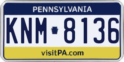 PA license plate KNM8136