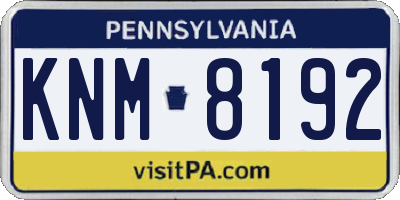 PA license plate KNM8192