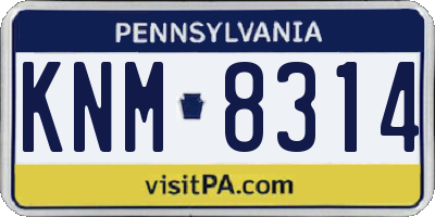 PA license plate KNM8314