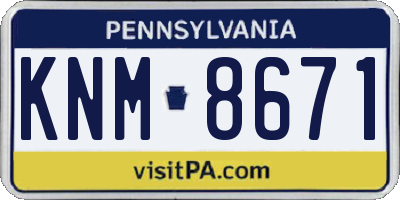 PA license plate KNM8671