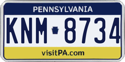 PA license plate KNM8734