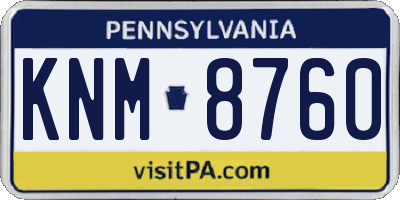 PA license plate KNM8760
