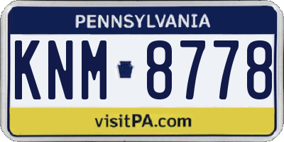 PA license plate KNM8778