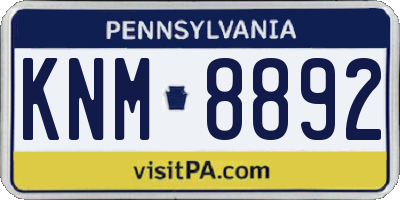 PA license plate KNM8892