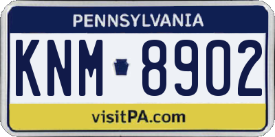 PA license plate KNM8902
